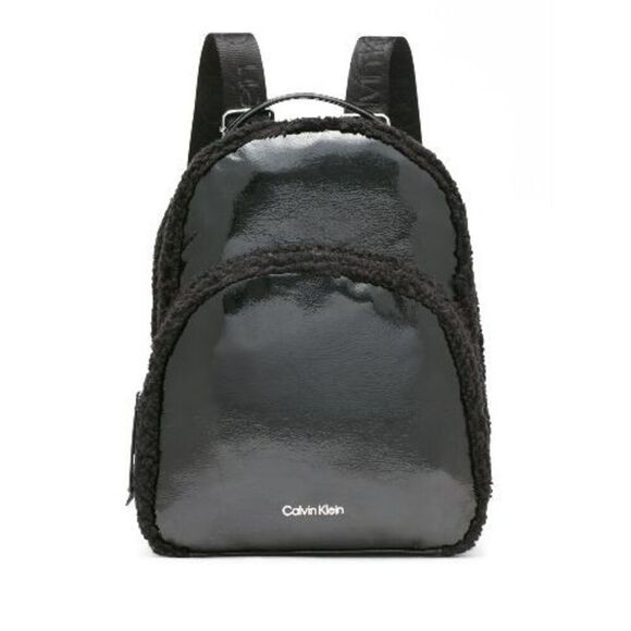 Calvin Klein Estelle Patent Sherpa Backpack - Picture 1 of 4